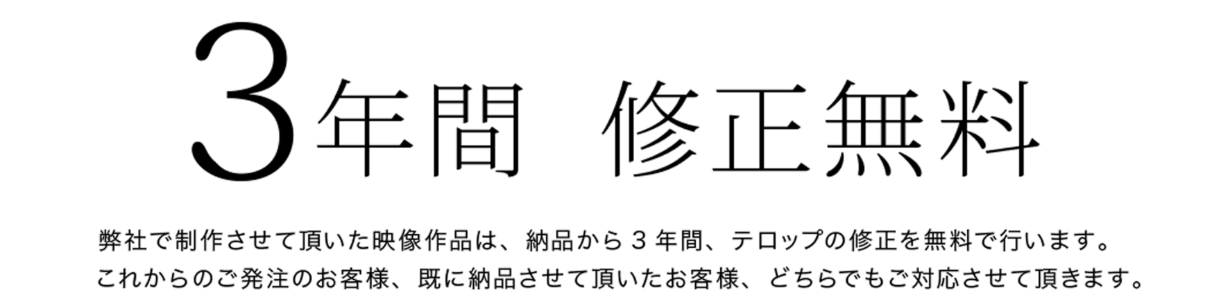 【先着100社様限定】納品から3年間「修正無料」